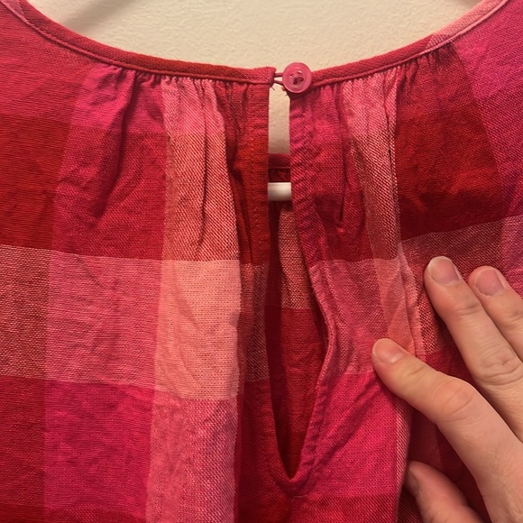Kate Spade New York pink plaid Picnic woven flutter Sleeve Top size medium - Picture 5 of 9